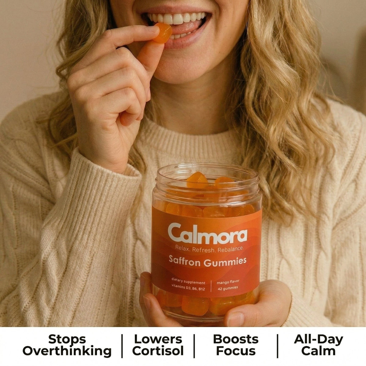 Saffron Gummies for Anxiety & Stress Relief - Calmora By Calmi